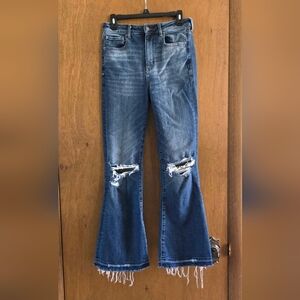 American Eagle Outfitters Distressed Blue Flare Jeans